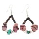 .925 Sterling Silver Hooks Certified Authentic Navajo Natural Turquoise Heishi Charoite Hoop Native American Earrings 18263-2