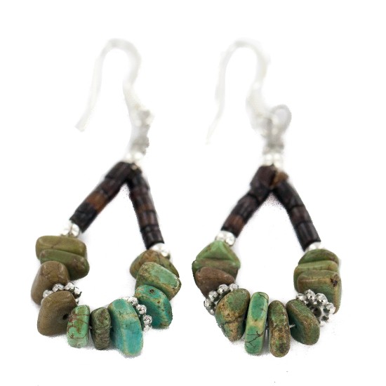 .925 Sterling Silver Hooks Certified Authentic Navajo Natural Turquoise Heishi Hoop Native American Earrings 18263-1 .925 Sterling Silver Hooks Certified Authentic Navajo Natural Turquoise Heishi Hoop Native American Earrings 18263-1