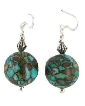 .925 Sterling Silver Hooks Certified Authentic Navajo Turquoise Native American Dangle Earrings 18255-10