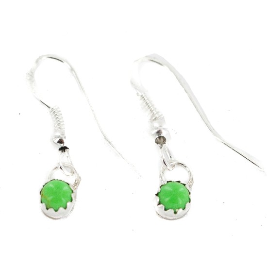 Certified Authentic Navajo .925 Sterling Silver Natural Gaspeite Native American Dangle Earrings 27233-3