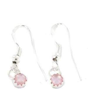 Certified Authentic Navajo .925 Sterling Silver Natural Pink Mother of Pearl Native American Dangle Earrings 27233-1
