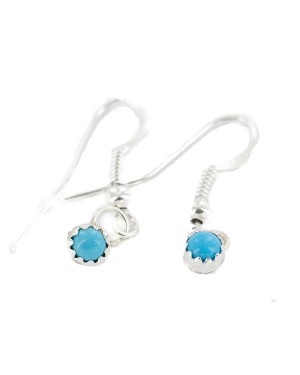 Certified Authentic Navajo .925 Sterling Silver Natural Turquoise Native American Dangle Earrings 27233