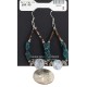 .925 Sterling Silver Hooks Certified Authentic Navajo Natural Turquoise Quartz Heishi Hoop Native American Earrings 18285-2