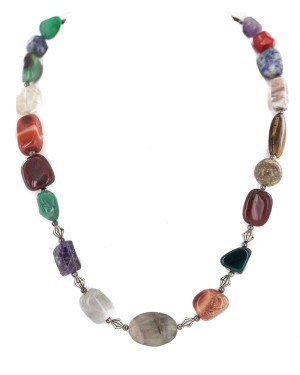 .925 Sterling Silver Navajo Natural Amethyst Jade Agate Lapis Jasper Quartz Carnelian Tigers Eye Multicolor Native American Necklace 25339-1 .925 Sterling Silver Navajo Natural Amethyst Jade Agate Lapis Jasper Quartz Carnelian Tigers Eye Multicolor Native American Necklace 25339-1