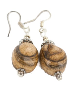 .925 Sterling Silver Hooks Certified Authentic Navajo Natural Jasper Native American Earrings 18286-4