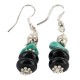 .925 Sterling Silver Hooks Certified Authentic Navajo Natural Turquoise Black Onyx Native American Dangle Earrings 18286-6