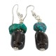 .925 Sterling Silver Hooks Certified Authentic Navajo Natural Turquoise Smoky Quartz Native American Dangle Earrings 18286-3 .925 Sterling Silver Hooks Certified Authentic Navajo Natural Turquoise Smoky Quartz Native American Dangle Earrings 18286-3
