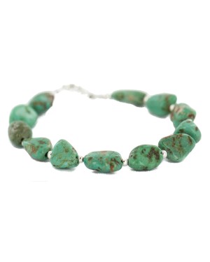 Certified Authentic Navajo Natural Turquoise Native American Bracelet 13173-1