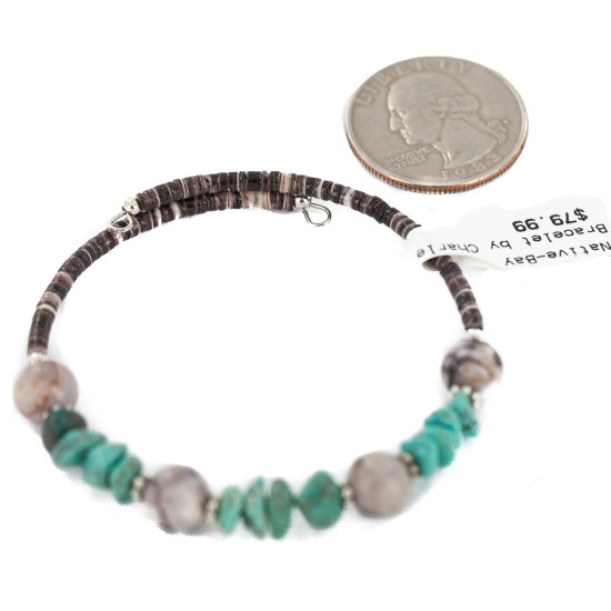 Navajo Certified Authentic Natural Turquoise Purple Charoite Heishi Native American Adjustable Wrap Bracelet 13172-8 Navajo Certified Authentic Natural Turquoise Purple Charoite Heishi Native American Adjustable Wrap Bracelet 13172-8