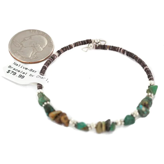Navajo Natural Turquoise Heishi Native American Adjustable Wrap Bracelet 13172-12 Navajo Natural Turquoise Heishi Native American Adjustable Wrap Bracelet 13172-12