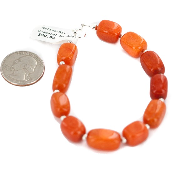 Navajo .925 Sterling Silver Certified Authentic Natural Agate Native American Bracelet 13165