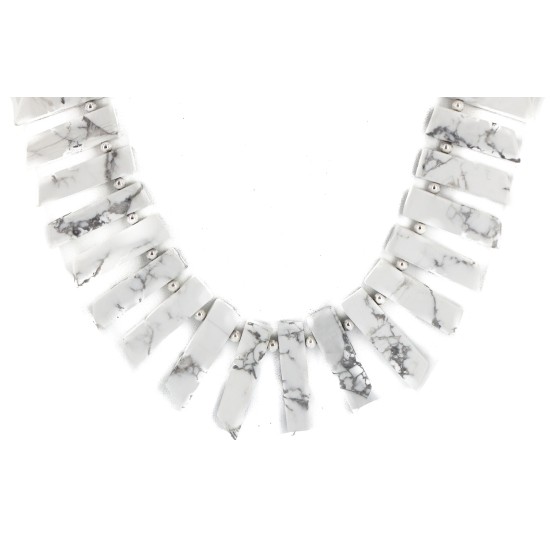 Certified Authentic Nickel Navajo Natural Black Onyx White Howlite Native American Necklace 18264-6