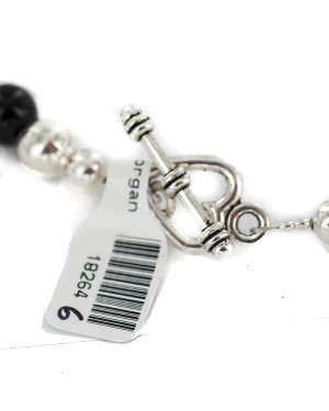 Certified Authentic Nickel Navajo Natural Black Onyx White Howlite Native American Necklace 18264-6
