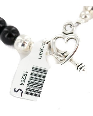 Certified Authentic Nickel Navajo Natural Black Onyx Agate Native American Necklace 18264-5