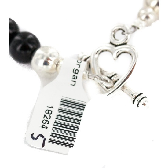 Certified Authentic Nickel Navajo Natural Black Onyx Agate Native American Necklace 18264-5