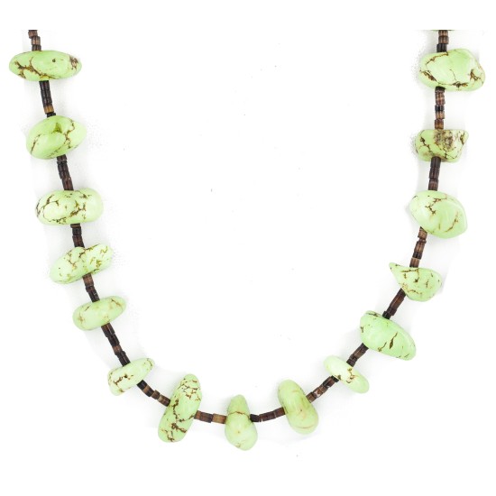 Certified Authentic .925 Sterling Silver Navajo Natural Gaspeite Native American Necklace 18265-3