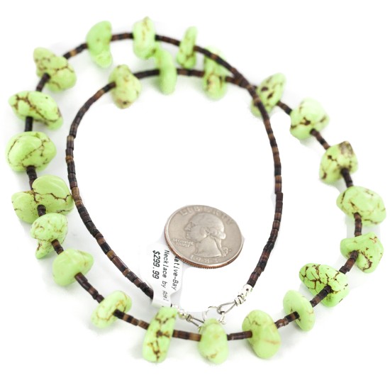 Certified Authentic .925 Sterling Silver Navajo Natural Gaspeite Native American Necklace 18265-3
