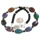 Certified Authentic Nickel Navajo Natural Black Onyx Agate Native American Necklace 18265-6