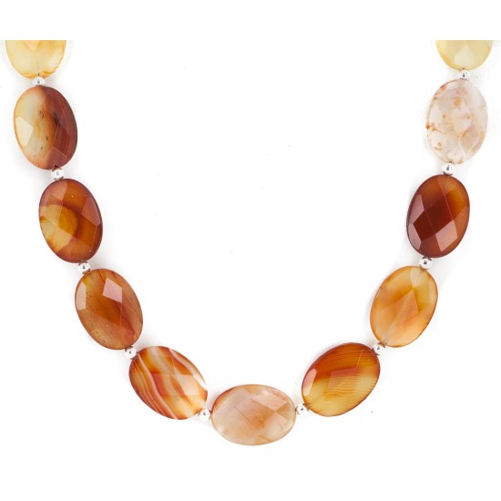 Certified Authentic Nickel Navajo Natural Carnelian Native American Necklace 18265-5