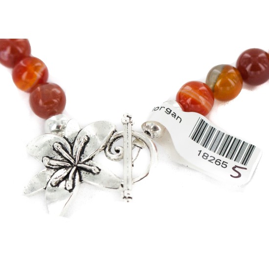 Certified Authentic Nickel Navajo Natural Carnelian Native American Necklace 18265-5