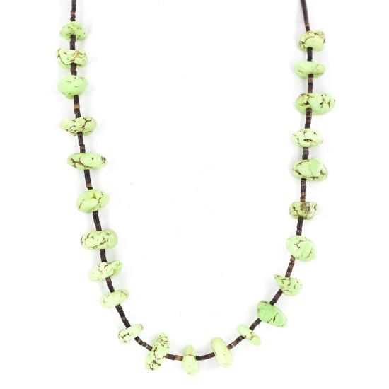 Certified Authentic .925 Sterling Silver Navajo Natural Gaspeite Native American Necklace 18265-3