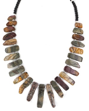 Certified Authentic Nickel Navajo Natural Black Onyx Jasper Native American Necklace 18264-4 Certified Authentic Nickel Navajo Natural Black Onyx Jasper Native American Necklace 18264-4