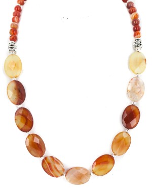 Certified Authentic Nickel Navajo Natural Carnelian Native American Necklace 18265-5