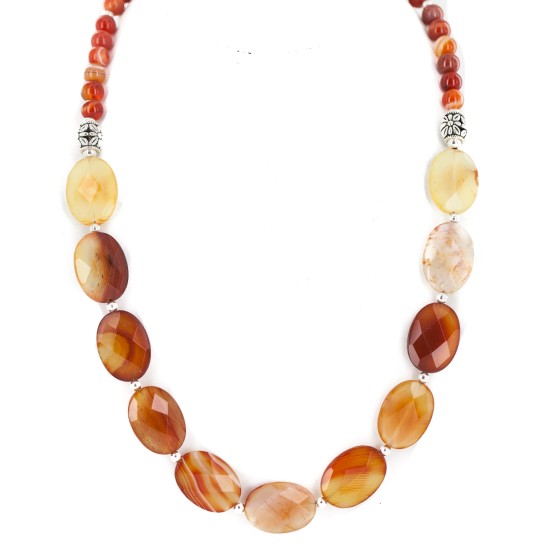 Certified Authentic Nickel Navajo Natural Carnelian Native American Necklace 18265-5