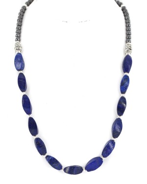 Certified Authentic Nickel Navajo Natural Lapis Lazuli Hematite Native American Necklace 18265-4