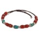 Navajo Certified Authentic Natural Turquoise Carnelian Heishi Native American Adjustable Wrap Bracelet 13172-11