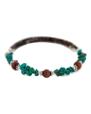 Navajo Certified Authentic Natural Turquoise Goldstone Heishi Native American Adjustable Wrap Bracelet 13172-7