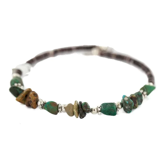 Navajo Natural Turquoise Heishi Native American Adjustable Wrap Bracelet 13172-12 Navajo Natural Turquoise Heishi Native American Adjustable Wrap Bracelet 13172-12