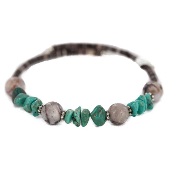 Navajo Certified Authentic Natural Turquoise Purple Charoite Heishi Native American Adjustable Wrap Bracelet 13172-8 Navajo Certified Authentic Natural Turquoise Purple Charoite Heishi Native American Adjustable Wrap Bracelet 13172-8