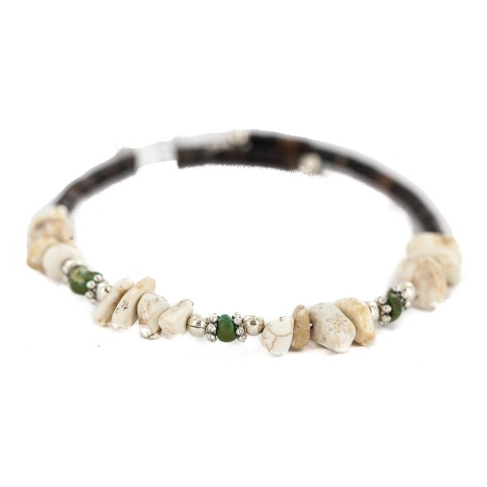 Navajo Certified Authentic White Howlite Heishi Native American Adjustable Wrap Bracelet 13172-16