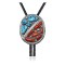 Handmade Certified Authentic Navajo .925 Sterling Silver Native American Natural Turquoise Coral Bolo Tie 34178