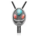 Feather .925 Sterling Silver Handmade Navajo Native American Natural Turquoise Coral Bolo Tie 34181