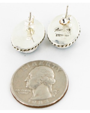Certified Authentic Handmade Navajo .925 Sterling Silver Hooks Stud Native American Earrings Natural Turquoise 24391-2