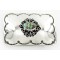 Certified Authentic Flower Navajo Nickel Natural Turquoise Native American Buckle 1204-2 Certified Authentic Flower Navajo Nickel Natural Turquoise Native American Buckle 1204-2