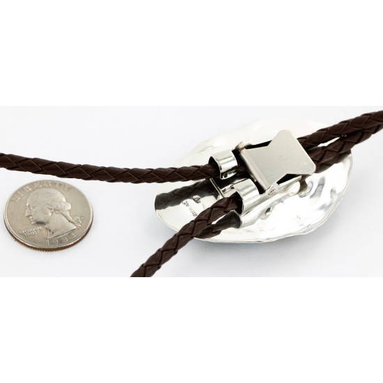 Handmade Certified Authentic Navajo .925 Sterling Silver Natural Turquoise Native American Bolo Tie 24392-1 Handmade Certified Authentic Navajo .925 Sterling Silver Natural Turquoise Native American Bolo Tie 24392-1