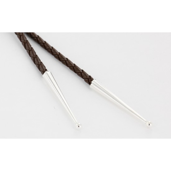 Handmade Certified Authentic Navajo .925 Sterling Silver Natural Turquoise Native American Bolo Tie  24392-3