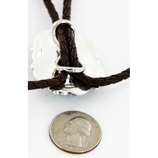 Handmade Certified Authentic Navajo .925 Sterling Silver Natural Turquoise Native American Bolo Tie  24392-3