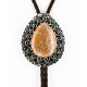 Handmade Certified Authentic Navajo Nickel Natural Jasper Native American Bolo Tie  24393-1