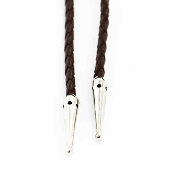 Handmade Certified Authentic Navajo Nickel Natural Jasper Native American Bolo Tie  24393-1