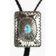 Handmade Certified Authentic Navajo Nickel Natural Turquoise Native American Bolo Tie  24389-1