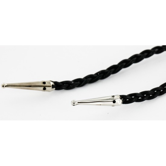 Handmade Certified Authentic Navajo Nickel Natural Turquoise Native American Bolo Tie  24389-1
