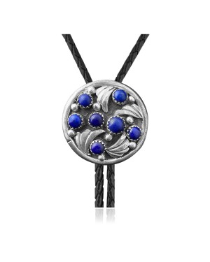 Handmade Certified Authentic Navajo .925 Sterling Silver Native American Lapis Bolo Tie 34189