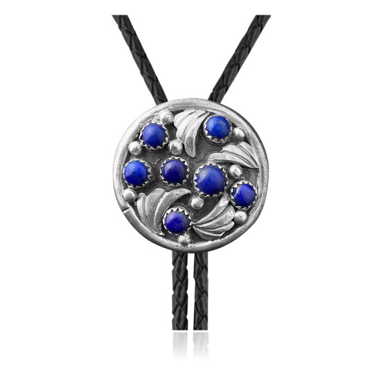 Handmade Certified Authentic Navajo .925 Sterling Silver Native American Lapis Bolo Tie 34189