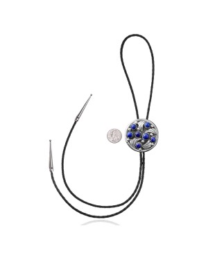 Handmade Certified Authentic Navajo .925 Sterling Silver Native American Lapis Bolo Tie 34189