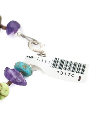.925 Sterling Silver Navajo Certified Authentic Natural Turquoise Multicolor Stones Native American Bracelet 13174-1
