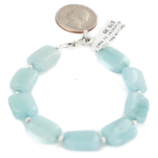 Navajo Nickel Certified Authentic Natural Blue Quartz Native American Bracelet 13175